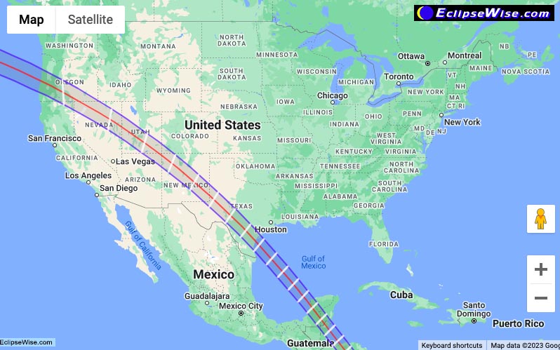 2023 Annular Solar Eclipse Map
