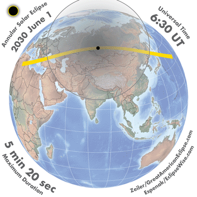 EclipseWise - Annular Solar Eclipse of 2030 Jun 01